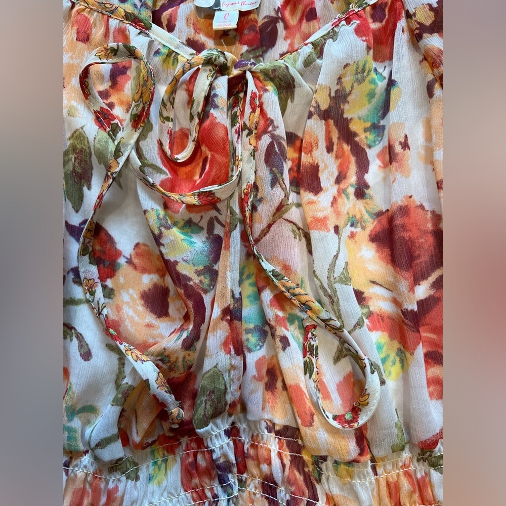 Fig & Flower (Anthropologie brand) Floral Print Midi Dress L - Picture 12 of 13